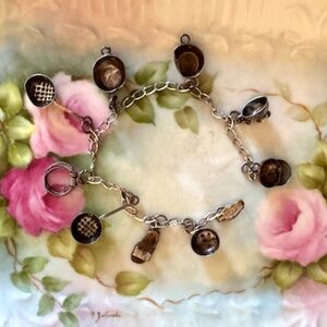 Vintage Sterling Silver 9 Charm Mexican Bracelet